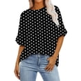 thumbnail image 1 of Scyoekwg Womens Short Sleeve T Shirts Round Neck Oversized Tee Loose Polka Dots Print Trendy Dressy Casual Blouses Lightweight Blouses (Black,XXXXL), 1 of 5