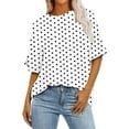 thumbnail image 1 of Scyoekwg Womens Short Sleeve T Shirts Round Neck Oversized Tee Loose Polka Dots Print Trendy Lightweight Blouses (White,XXXXL), 1 of 6