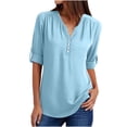 thumbnail image 1 of Scyoekwg Womens Short Sleeve Tops Loose Comfy Clothes Womens Summer Fashion Short Sleeve Tops Women's Shirts Casual Ladies Blouses Dressy Casual, 1 of 6