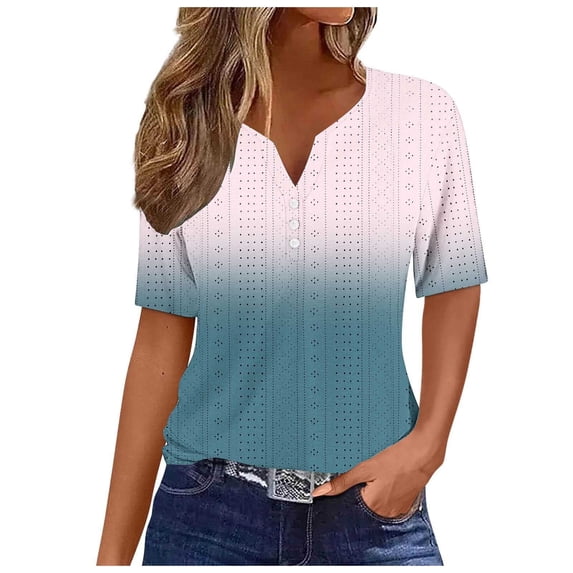 Scyoekwg Womens Dressy Blouses Ladies Blouses Dressy Casual Womens Summer Fashion Shirt Women's Shirts Casual Short Sleeve Tops Comfy Clothes Loose