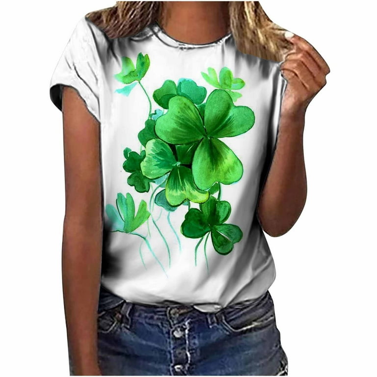 Scyoekwg Womens Tops Short Sleeve St. Patrick's Day Shirt Crewneck Tops  Casual Loose Fit Shirts Graphic T Shirt Trendy Holiday Tops St. Patrick's  Day Print Shirt Green S 