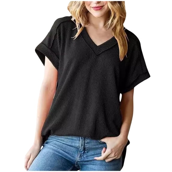 Scyoekwg Tops for Women Dressy Casual Going Out Tops Cute T Shirts Trendy Ladies Blouses Dressy Casual Short Sleeve Loose Womens Summer Fashion