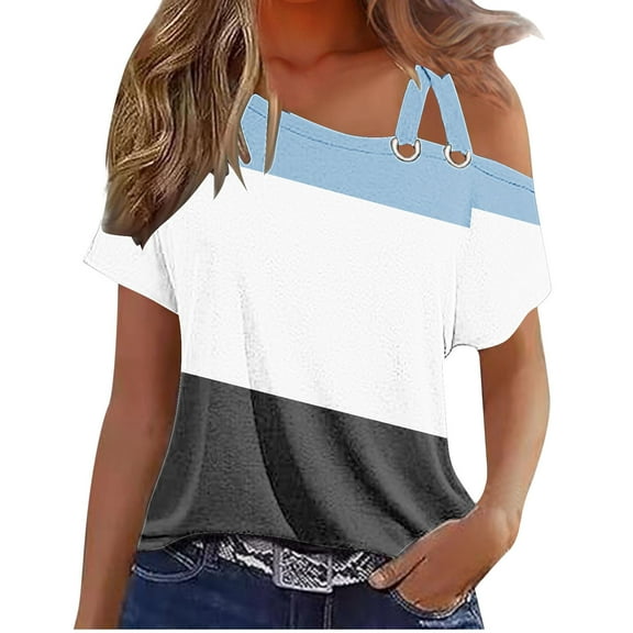 Scyoekwg Womens Short Sleeve Tops Cute T Shirts Trendy Ladies Blouses Dressy Casual Going Out Tops Womens Summer Fashion Short Sleeve Loose