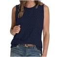 thumbnail image 1 of Scyoekwg Womens Sleeveless Eyelet Tank Tops Summer Trendy Round Neck Basic Tops Solid Color Loose Tunic Lightweight Blouses (Navy,XXL), 1 of 7