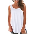 thumbnail image 1 of Scyoekwg Womens Sleeveless Tops Summer Casual Dressy Crewneck Pleated Tank Tops Comfortable Vest Solid Color Loose Blouses (White,XL), 1 of 5