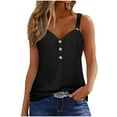 thumbnail image 1 of Scyoekwg Womens Sleeveless Tops V-Neck Button Spaghetti Strap Tank Top Casual Summer Comfy Loose Shirts Sleeveless T Shirts Solid Color Trendy Tshirt Blouses (Black,XXL), 1 of 6