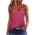 thumbnail image 1 of Scyoekwg Womens Sleeveless Tops V-Neck Button Spaghetti Strap Tank Top Casual Summer Comfy Loose Shirts Sleeveless T Shirts Solid Color Trendy Tshirt Blouses (Hot Pink,XL), 1 of 6