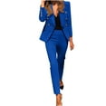thumbnail image 1 of Scyoekwg Womens Suits Blazer and Pants Business Office Work 2 Piece Sets Long Sleeve Coat Suit Pants 2 Fashion Matching Outfits Two Piece Set Suit (Dark Blue,XXXL), 1 of 5