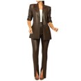 thumbnail image 1 of Scyoekwg Womens Suits Blazer and Pants Business Office Work 2 Piece Sets Long Sleeve Coat Suit Pants Matching Outfits Fashion Two Piece Set Casual Outfits Sets (Coffee,M), 1 of 5