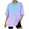 thumbnail image 1 of Scyoekwg Womens Summer Tops Round Neck Oversized Tee Lightweight Loose Trendy Gradient Color Blouses (Sky Blue,XXL), 1 of 3