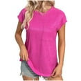 thumbnail image 1 of Scyoekwg Womens Summer Tops Round Neck Tunic Tops Loose Lightweight Shirts Trendy Solid Color Blouses (Hot Pink,XXL), 1 of 4