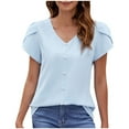 thumbnail image 1 of Scyoekwg Womens Short Sleeve Tops Womens Going Out Outfits Ladies Blouses Dressy Casual Trendy Short Sleeve Tops Womens Summer Fashion Loose Comfy Clothes, 1 of 7