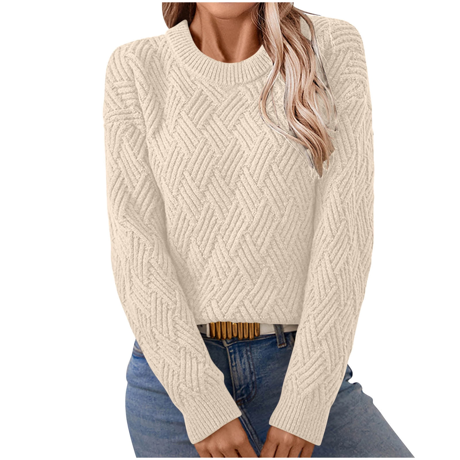 Scyoekwg Womens Sweaters Warm Casual Knitted Sweater Fall Winter ...