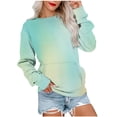 thumbnail image 1 of Scyoekwg Womens Sweatshirt Gradient Color Fall Sweatshirt Loose Crewneck Sweatshirt with Pocket Long Sleeve Pullover Casual Sweatshirts for Teen Girls(Light Blue,L), 1 of 6