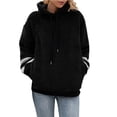 thumbnail image 1 of Scyoekwg Womens Sweatshirt Plush Hooded Drawstring with Pocket Pullover Sweatshirt Trendy Pullover Tops Classic Solid Colors Casual Hoodie Tops Ladies Sweatshirts Long Sleeve Black L, 1 of 7