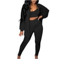 thumbnail image 1 of Scyoekwg Womens Sweatsuits 2 Piece Set Fall Outfits Long Sleeve Coat Jogger Sweatpant Fashion Matching Outfits Casual Tracksuit (Black,S), 1 of 6