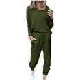 thumbnail image 1 of Scyoekwg Womens Sweatsuits 2 Piece Set Fall Outfits Long Sleeve Sweatshirt Drawstring Sweatpant Casual Matching Outfits Fashion Two Piece Set (Army Green,XXL), 1 of 5