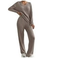 thumbnail image 1 of Scyoekwg Womens Sweatsuits 2 Piece Set Fall Outfits Long Sleeve Tops Wide Leg Pants Fashion Matching Outfits Two Piece Set Casual Sweatsuit Tracksuit (Khaki,L), 1 of 5