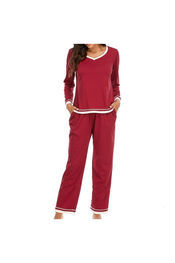 Womens Sweatsuits 2 Piece Set Fall Outfits Long Sleeve Tops Wide Leg Pants Fashion Two Piece Set Casual Matching Outfits Sweatsuits (Red,M)