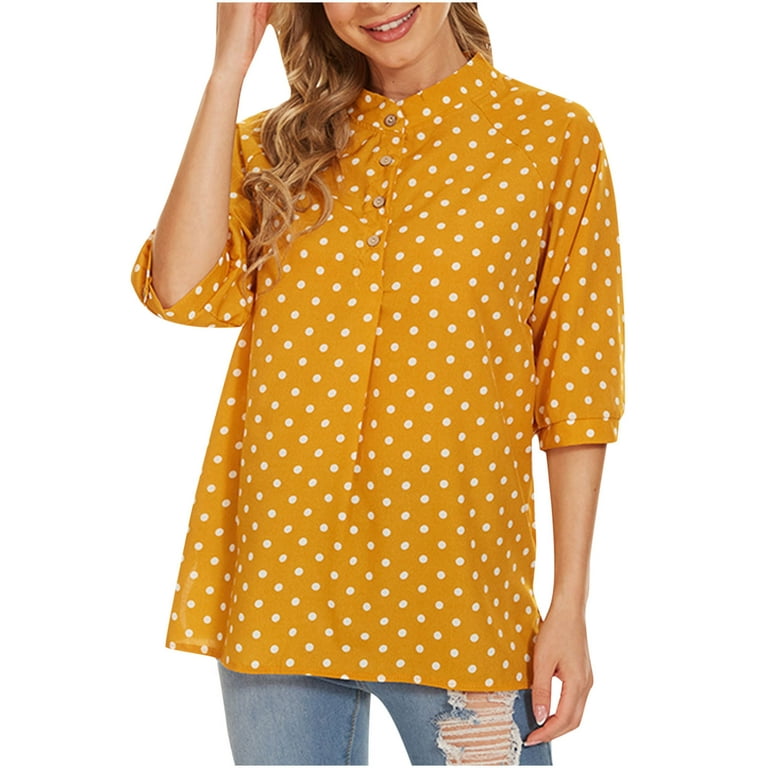 Scyoekwg Womens T Shirts Basic Short Sleeve Casual Blouses Classic Solid  Color Summer Loose Fit Blouses Comfy Soft Tunic Tops Round Neck Trendy  Yellow M 