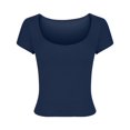 thumbnail image 1 of Scyoekwg Womens T Shirts Trendy Round Neck Slim Short Tops Short Sleeve T Shirts Casual Loose Lightweight Summer Solid Color Soft Comfy Blouses (Navy,XL), 1 of 4
