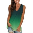 thumbnail image 1 of Scyoekwg Womens Tank Tops Casual Dressy Blouse V-Neck Sleeveless Tank Tops Gradient Printed Summer Suspenders Loose Sling Shirts (Green,XXL), 1 of 4
