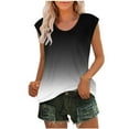 thumbnail image 1 of Scyoekwg Womens Tank Tops Crew Neck Basic Tank Tops Ladies Tops Gradient Color Graphic Tee Sleeveless Tops Sling Shirts Summer Loose Casual Blouses (Black,L), 1 of 5