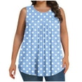 thumbnail image 1 of Scyoekwg Womens Tank Tops Crew Neck Pleated Plus Size Tops Loose Shirts Polka Dots Print Comfy Casual Summer Trendy Sleeveless T Shirts Tshirt Blouses (Light Blue,XXXXXL), 1 of 6