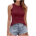 thumbnail image 1 of Scyoekwg Womens Tank Tops Crew Neck Slim Basic Tank Tops Sleeveless Tops Loose Casual Solid Color Comfy Ladies Tops Summer Sling Shirts Blouses (Wine,L), 1 of 7