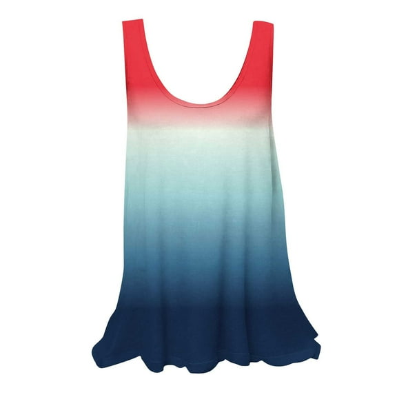 Scyoekwg Womens Tank Tops Flowy Tunic Shirts for Women Dressy Casual Sleeveless Gradient Color Round Neck Loose Tank Tops (Red,XXL)