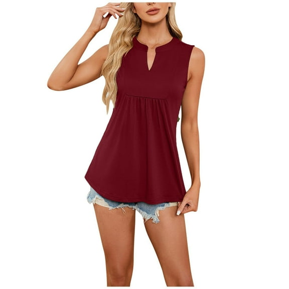 Scyoekwg Tshirts Women Sleeveless Trendy Ladies Blouses Dressy Casual Going Out Top Basic Tank Tops Loose Womens Summer Fashion