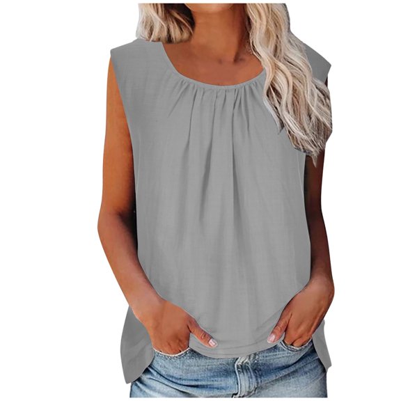 Scyoekwg Work Tank Tops for Women Office Sleeveless Loose Ladies Blouses Dressy Casual Shirt Women's Shirts Casual Comfy Clothes Womens Summer Fashion