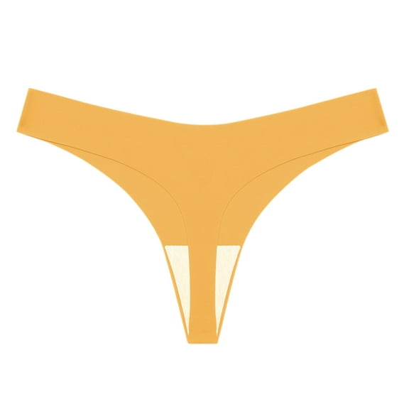 Scyoekwg Womens Thongs Thong Breathable Solid Color Ladies Panties Fashion Low Waisted Bikini Underwear T-back Hipster Panties Underpants(Yellow,S)