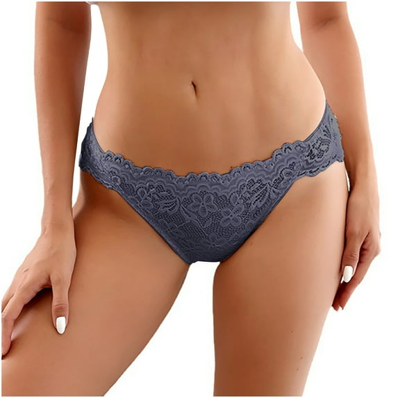 Scyoekwg Womens Thongs Thong Fashion Low Waisted Bikini Underwear Hipster Panties Hollowed Out Solid Color Breathable Ladies Panties (Blue,M)