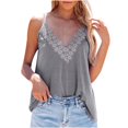 thumbnail image 1 of Scyoekwg Womens Tops Camisole Sleeveless Tank Tops Camisole Casual Summer Basic Sling Loose Solid Color V-Neck Lace Camisole T Shirts (Gray,XXL), 1 of 7