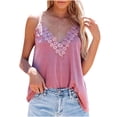 thumbnail image 1 of Scyoekwg Womens Tops Camisole Sleeveless Tank Tops Camisole Casual Summer Basic Sling Loose Solid Color V-Neck Lace Camisole T Shirts (Pink,L), 1 of 6