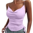 thumbnail image 1 of Scyoekwg Womens Tops Camisole Slim Summer Basic Sling Sleeveless V-Neck Ruched Spaghetti Strap Tank Tops Solid Color Casual Camisole Tees Shirts (Purple,XXL), 1 of 5