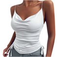 thumbnail image 1 of Scyoekwg Womens Tops Camisole Slim Summer Basic Sling Sleeveless V-Neck Ruched Spaghetti Strap Tank Tops Solid Color Casual Camisole Tees Shirts (White,XL), 1 of 5