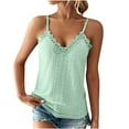 thumbnail image 1 of Scyoekwg Womens Tops Camisole V-Neck Eyelet Lace Tank Tops Camisole Summer Sleeveless Slim Solid Color Casual Basic Sling Blouses (Mint Green,L), 1 of 6