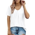thumbnail image 1 of Scyoekwg Womens Tops Casual Crew Neck Short Sleeve T Shirts Solid Color Ruched Loose Summer Tops (White,XL), 1 of 7
