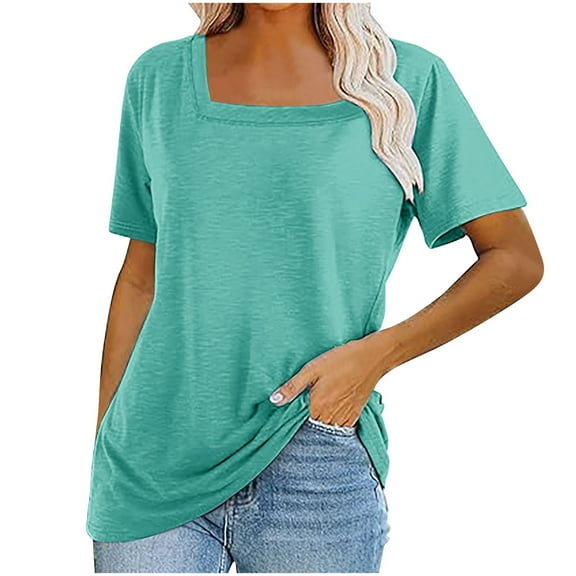 Scyoekwg Womens Tunic Tops Short Sleeve Ladies Blouses Dressy Casual Cute T Shirts Short Sleeve Tops Womens Summer Fashion Trendy Womens Western Clothing Loose