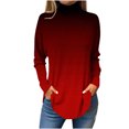 thumbnail image 1 of Scyoekwg Womens Tops Dressy Casual Fall High Neck Basic Dressy Tunic Shirts Long Sleeve Tops Gradient Color Graphic Tee Fall Clothes Comfy Loose Vintage Lightweight Pullover, 1 of 4
