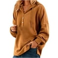 thumbnail image 1 of Scyoekwg Womens Tops Dressy Casual Long Sleeve Shirts Pullover Tunic Tops Round Neck Hooded Classic Solid Color Casual Loose Fit Blouses Comfy Lightweight Autumn 2025 Fashion Brown L, 1 of 9