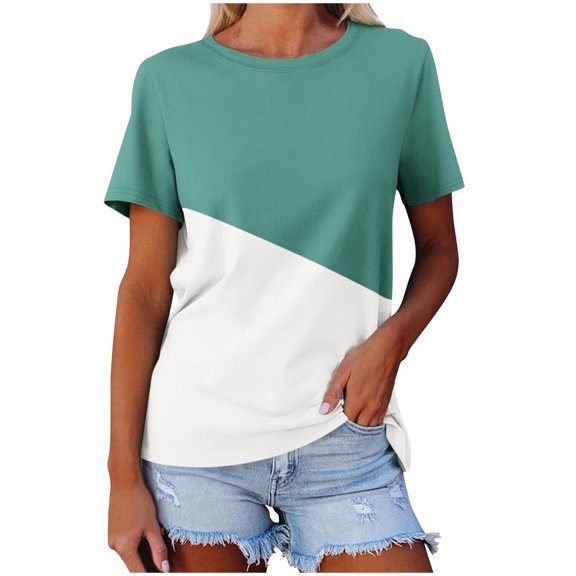 Scyoekwg Women Tops Trendy Trendy Womens Summer Fashion Short Sleeve Cute T Shirts Ladies Blouses Dressy Casual Loose Going Out Tops