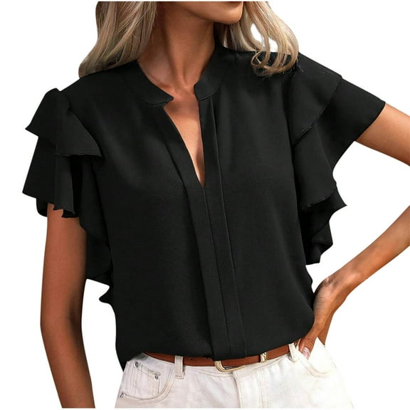 Scyoekwg Casual Blouses For Women Trendy Going Out Tops Loose Lightweight Ladies Blouses Dressy Casual Womens Summer Fashion Short Sleeve