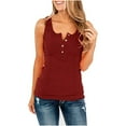 thumbnail image 1 of Scyoekwg Womens Tops Fashion Tank Top Comfy Summer Sling Crew Neck Button Slim Tank Tops Sleeveless Solid Color Suspenders Casual Dressy Blouse Tees Shirts (Wine,XXL), 1 of 1