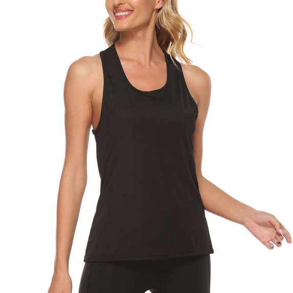 Scyoekwg Womens Tops Fashion Tank Top Slim Casual Dressy Blouse Solid Color Summer Sling Sleeveless Suspenders Crew Neck Sports Yoga Tank Tops Shirt Back Workout Tee Shirts (Black,XL)