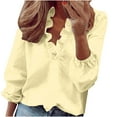 thumbnail image 1 of Scyoekwg Womens Tops Long Sleeve Tops V-Neck Ruffle Dressy Comfy Shirts Solid Color Loose Fall Clothes Vintage Casual Lightweight Pullover, 1 of 5