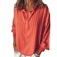 thumbnail image 1 of Scyoekwg Womens Tops Plus Size Lapel Button Cotton Linen Tops Casual Solid Color Trendy Fall Lightweight Long Sleeve Shirts Loose Fit Blouse Tops Red M(6), 1 of 8