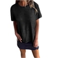 thumbnail image 1 of Scyoekwg Womens Tops Short Sleeve Loose Ladies Tops Solid Color Crewneck Regular T-shirt Casual Comfy Summer Blouses (Black,XL), 1 of 7